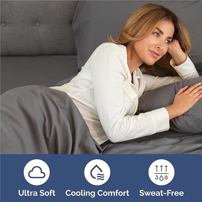 Full 6 Piece Sheet Set - Cooling and Breathable Bed Sheets - Hotel Luxury Bed Sheets for Women, Men, Kids & Teens - Bedding with Deep Pockets & Easy Fit - Soft and Wrinkle Free - Full Dark Grey Sheets