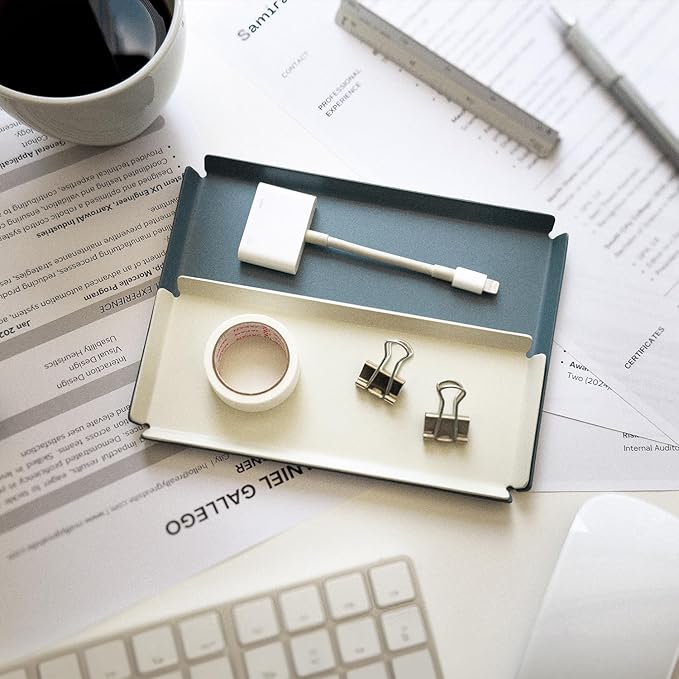 Aluminum Organizer Tray for Desk & Entryway - Minimalist Metal Catchall for Keys, Jewelry, Wallet | A7 Tall, Azure | by PROGETTO2.70