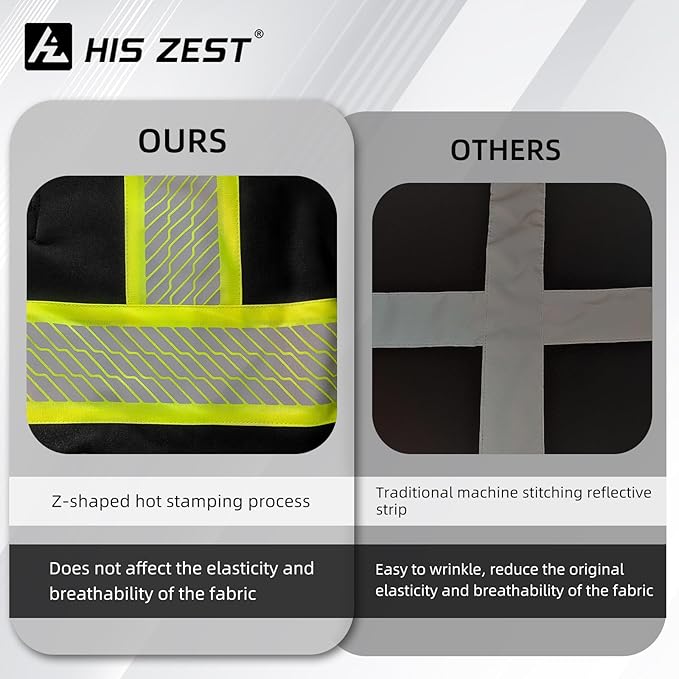 Hi Vis Hoodie Reflective Safety Jacket for Men,Class 3 High Visibility Sweatshirt Zipper for Work Construction