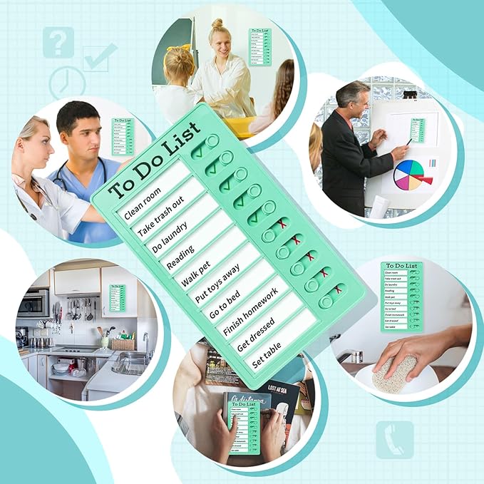 4 Pieces Chore Chart for Kids Multiple Kids - Sliding Routine Chart: Reusable to Do List, RV Checklist, Planning Board, Visual Schedule, and Reminder (Multicolored)