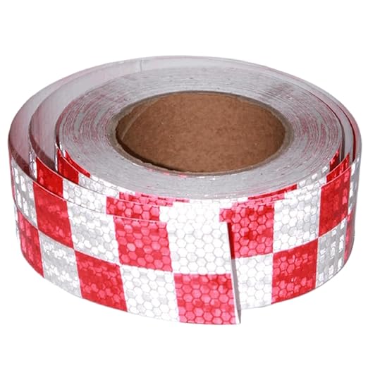 Reflective Tape Red and White 2 inch X 66 feet, Outdoor Waterproof Hazard Conspicuity Warning Industrial Marking Tape