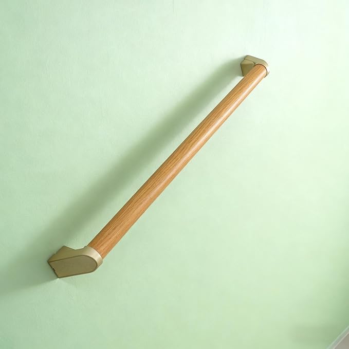 7 FT Modern Aluminum Handrail Set - ADA Compliant Indoor & Outdoor Stair Railing. 1.4" Diameter Grab Bar. Wall-Mounted with 90°Wall Return End. Ideal for Safe Grip，Rust Free(Cherry Wood Grain, 7 FT)