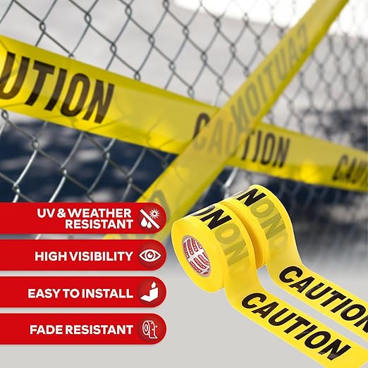 XFasten Yellow Caution Tape Roll Bulk, 3 in x 1000 ft (6-Pack), Thick and Durable Yellow Safety Tape for Barricades, Construction, Warning, and Hazard Areas – Easy to Loop, Weatherproof, Non-Fading