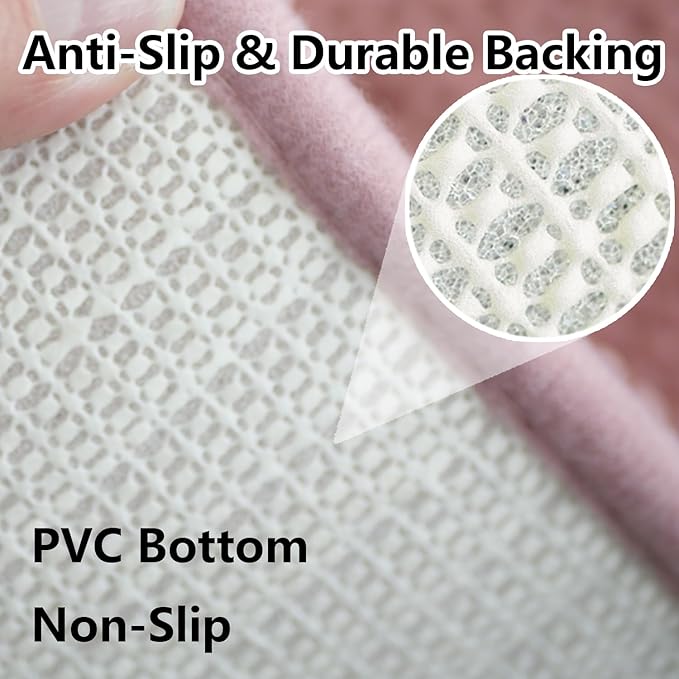 BOANKODU Bathroom Rugs Sets 2 Piece, Extra Soft Chenille Bath Mat Absorbent Bathroom Rug, Bathroom Mat with Sturdy PVC Non-Slip Bottom, Machine Washable Bath Rugs (32x20 Inch + 24x16 Inch, Deep Pink)
