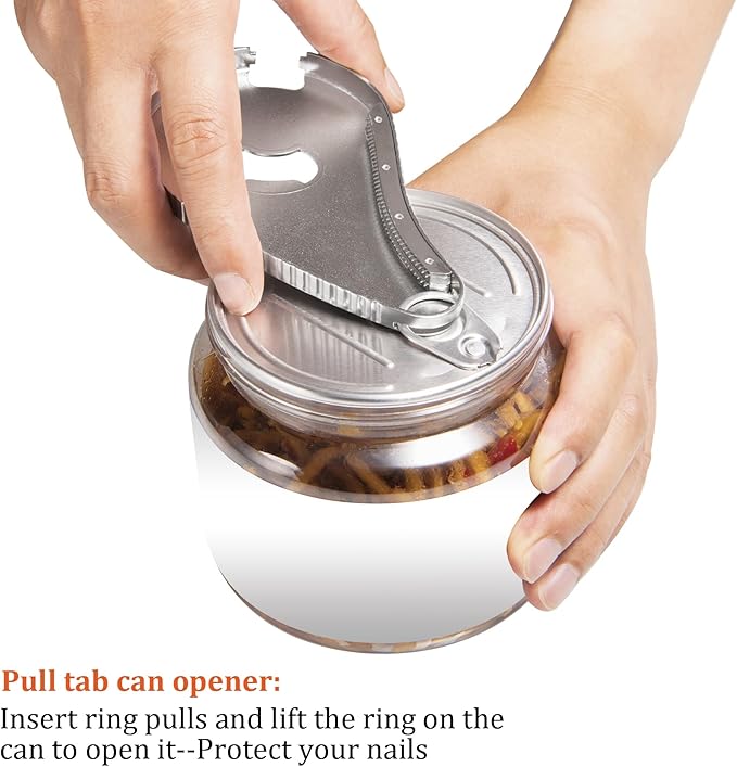 Jar Bottle Can Opener for Weak Hand & Seniors with Arthritis-Easy Twist Off Caps (0.6"-2.7") & Pull Tab Seals,Unique Kitchen Gadget,Multi,Portable Christmas Gifts for Elderly/Women/Men (Black)