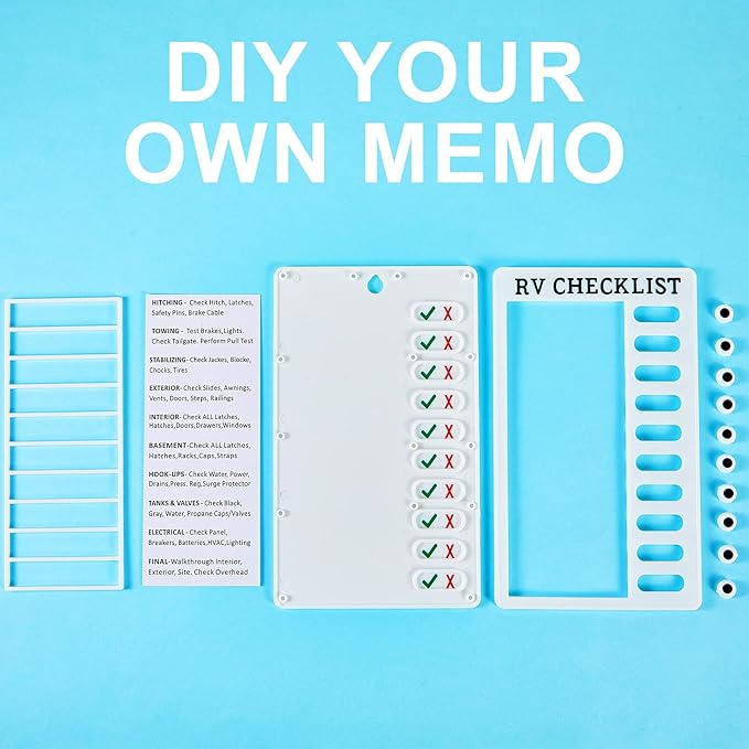 Zonon 1 Pack Rv Checklist Board to Do List Boards Plastic Chore Chart Memo Checklist Boards with Slider Portable Daily Affairs Detachable Schedule Planner for Home Office Check Items Accessories