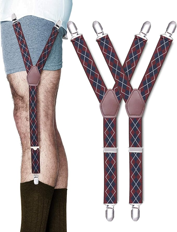STAY GENT Y-Style Shirt Stays For Men with Non-Slip Locking Clamps and Adjustable Elastic Straps