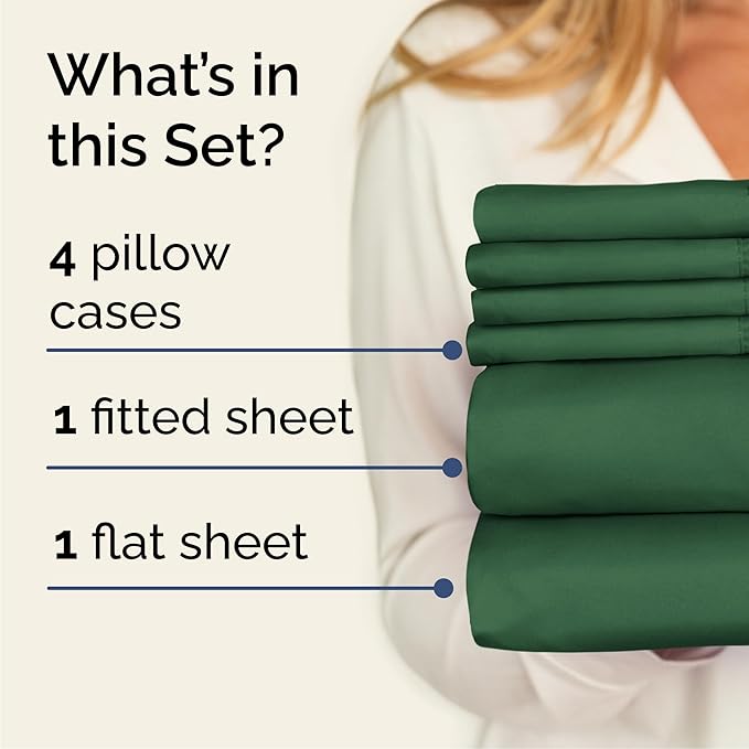 Cal King 6 Piece Sheet Set - Cooling & Breathable Bed Sheets - Hotel Luxury Bed Sheets for Women, Men, Kids & Teens - Bedding w/Deep Pockets & Easy Fit - Soft & Wrinkle Free - Cal King Emerald Sheets