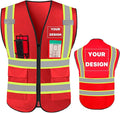 YOWESHOP High Visibility Reflective Safety Vest with Pockets Custom Your Logo Safety Workwear