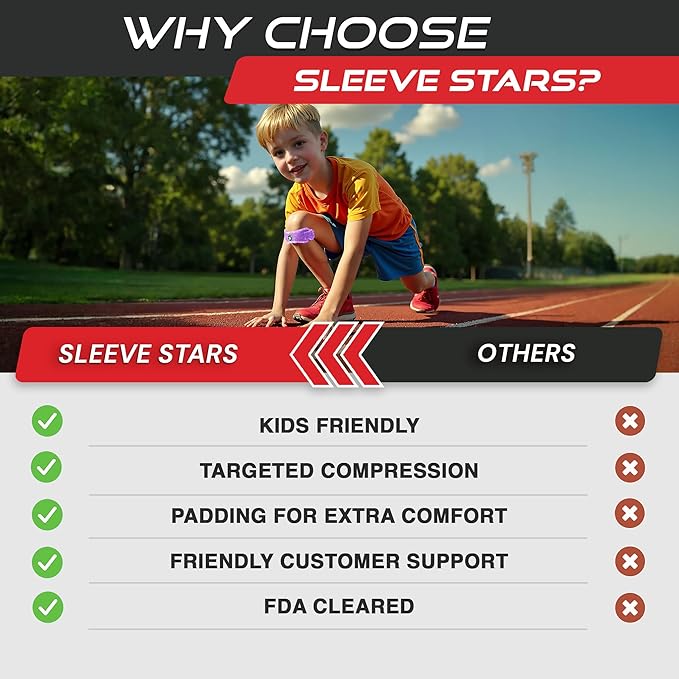 Sleeve Stars Swedish Brand Patellar Tendon Support Strap for Women & Men Effective Osgood Schlatter Knee Brace Youth & Kids Knee Brace with 3 Adjustable Length fits 7"-15" (Single/Light Purple/Kids)