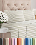 Twin XL 4 Piece Sheet Set - Cooling and Breathable Bed Sheets - Hotel Luxury Bed Sheets for Women, Men, Kids & Teens - Deep Pockets - Easy Fit - Soft and Wrinkle Free - Twin XL Beige Stripes Sheets