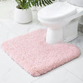 Toilet Rugs U-Shaped Mat 24x22, Contour Bathroom Mat - Ultra Soft & Absorbent Microfiber, Quick-Dry, Machine Washable with High Density Foam Latex Non Slip Backing, Pink