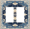 Decorative Outlet Covers Boho Beige Navy Blue Medallion 2 Gang Light Switch Cover Plate Double Rocker Wall Plate Gfci Switch Plate Covers for Country Bathroom Bedroom Decor