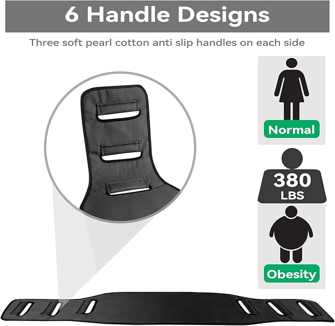 Transfer Sling Gait Belts, Padded Assist Transfer Belts, Heavy Duty Patient Lift Belt, Lifting Aid and Mobility Standing for Disabled, Injured, Seniors - Safely Move from Wheelchair and Bed