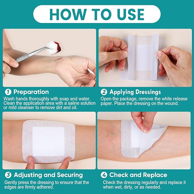 50 Count Island Dressing Bordered Gauze 4" x 4", Gauze Pads Individually Wrapped, Non-Stick Pad in Center with Adhesive Border, Bandages for Wounds, First Aid