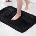 MIULEE Black Small Bathroom Rug Shaggy Soft Bath Rug Mats for Bathroom Non Slip Thick Absorbent Plush Washable Mat Carpet Living Room Bedroom Floor, 16x24 inches