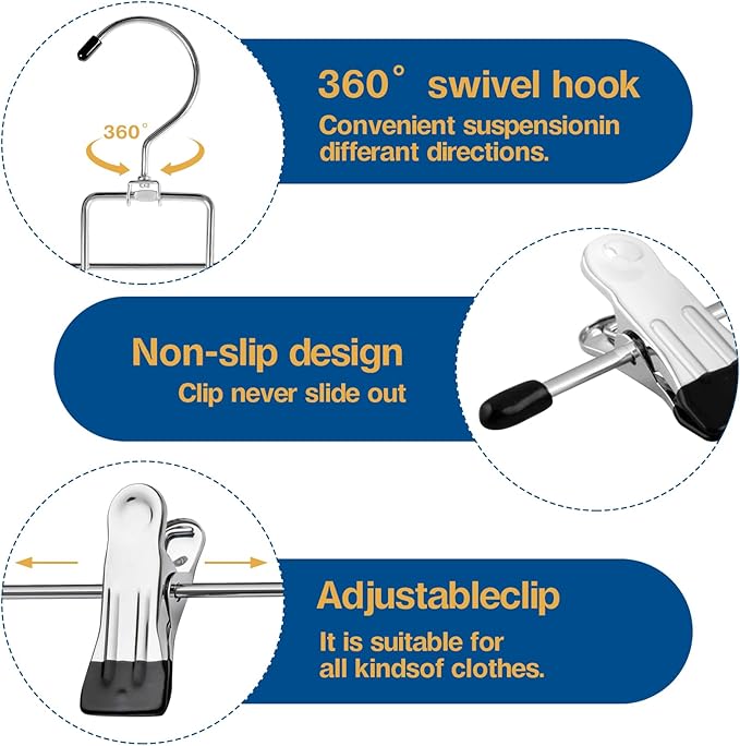 6 Piece Pants Hangers Space Saving,Skirt Hanges with Clips 5 Tier,Closet Organizers and Storage Magic Hangers,Clothes Hangers Space Saver,Closet Organization for Skirt,Trousers,Jeans,Legging