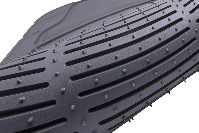 Amazon Basics Universal PVC Faux Rubber Car Floor Mats, All Weather Protection, Waterproof Flexible Trim to Fit for 95% Automotive SUV Sedans Trucks, Charcoal Pure Grey Solid Gray, Pack of 3