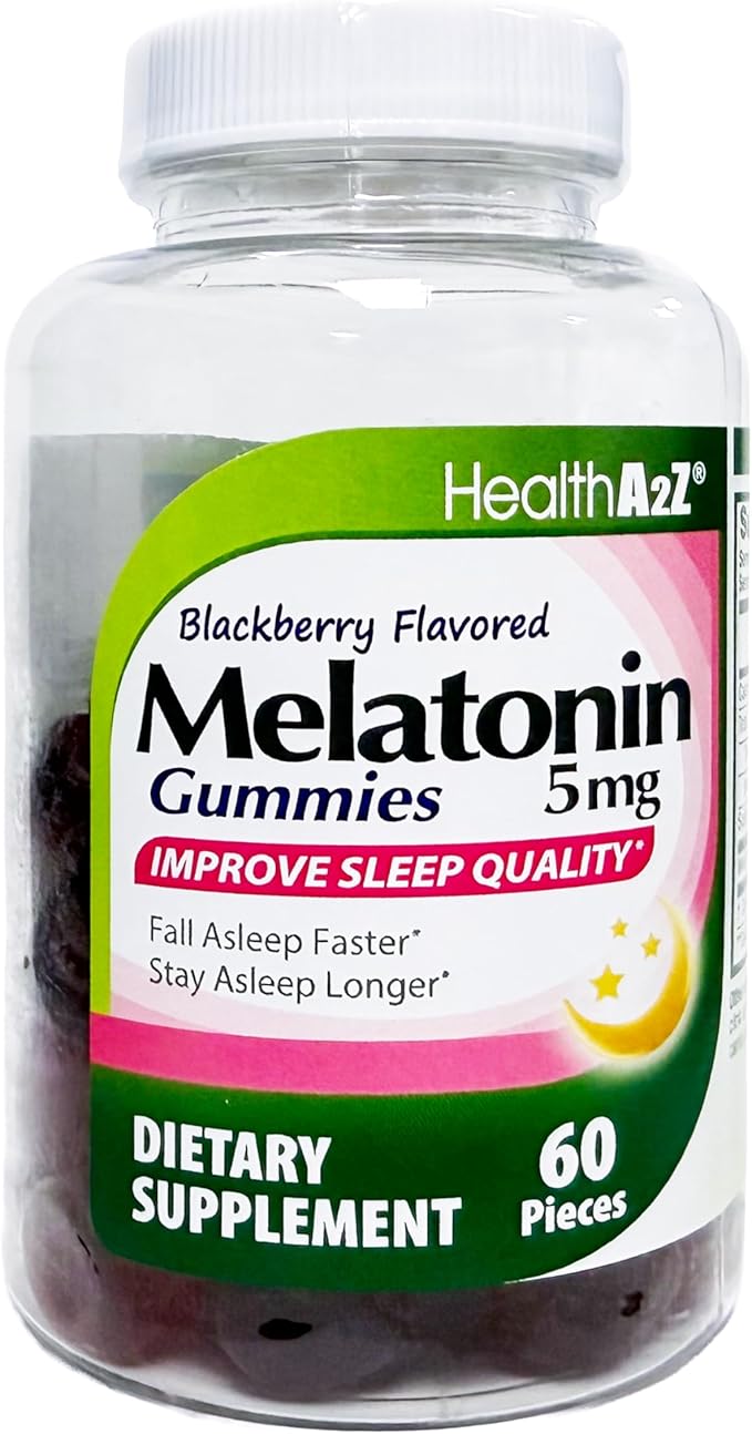 HealthA2Z® Melatonin Gummies| 60 Counts | 5mg | Natural Sleep Aid for Deep & Restful Sleep | BlackBerry Flavor | Sleep Aid Gummies