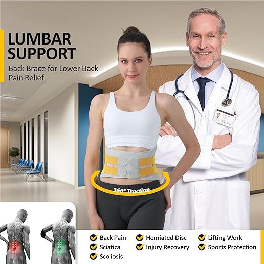 Back Brace for Men Lower Back Pain Relief, Breathable Back Support Brace for Women, Adjustable Lumbar Support Belt for Herniated Disc, Sciatica, Scoliosis Pain Relief (L:30.5"-41.3")