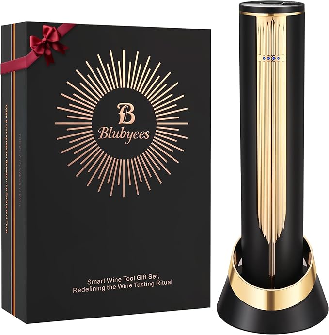 Electric Wine Bottle Opener with Charging Base & Built-in Foil Cutter – Rechargeable Intelligent Touch-Activated Automatic Corkscrew – Luxury Christmas Wine Gifts for Women, Men, Seniors