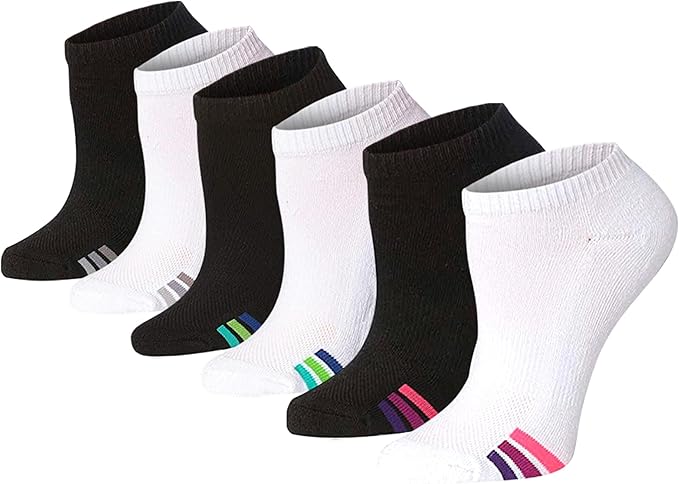 Tipi Toe Women’s 6-Pack Athletic Cushioned Running Ankle Socks – Soft, Breathable Fabric with Arch Support for Comfort
