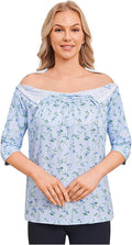 Deyeek Post Shoulder Surgery Shirt for Women Chemo Tear Away Shirt Snap Button 3/4 Sleeve Recovery Adaptive Clothing
