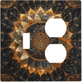 Cool Colorful Mandal Flowers Boho Floral Wallplates 1 Toggle 1 Duplex Switch Plate Electrical GFCI Faceplate Decorative Light Switch Covers for Bed Room Living Room Decor