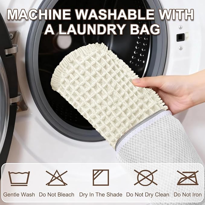 Hiasan Waffle Bath Mat, Super Absorbent Non Slip Bathroom Boho Rug with Tassels, Machine Washable Bath Mats for Bathroom, Ultra Soft Rubber Backed Rug, White, 16 x 24 Inches