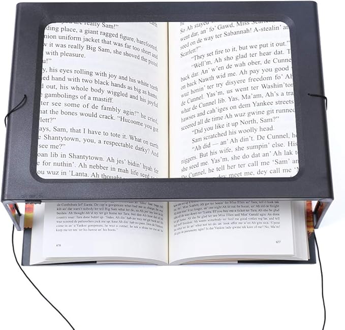 Hands-Free Magnifying Glass Large Full-Page Rectangular 3X Magnifier LED Lighted Illuminated Foldable Desktop Portable for Elder