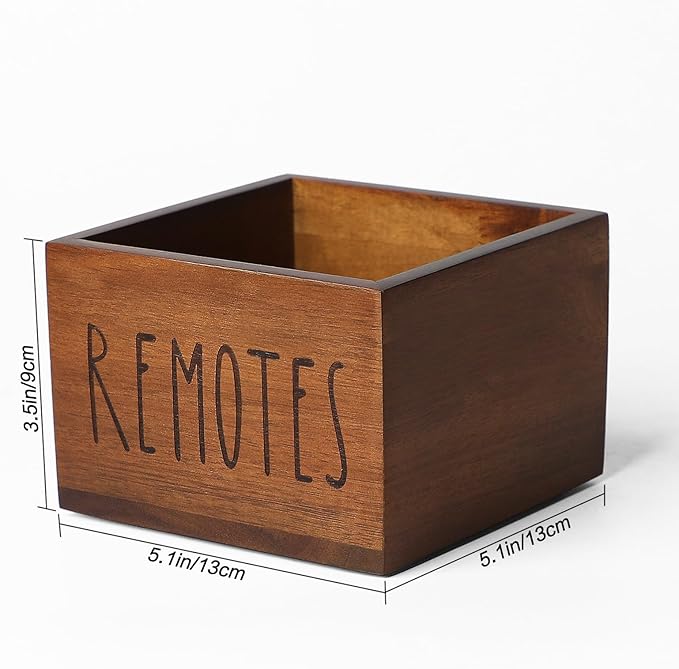 Acacia Wood Remote Holder, Control Organizer for TV - Home, Living Room, Bedroom - Wooden Remote Box (Brown, M, 3+ Remotes)