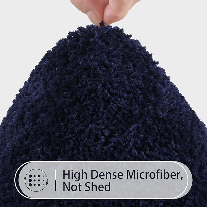 LOCHAS Bathroom Rug Set Navy, Soft Bath Rug Set 2 Piece, Toilet Mat U-Shaped 20x20 and 34x20 Bath Rugs, Quickly Dry Mats for Bathroom, Tub, Washable, Super Absorbent Floor Mat