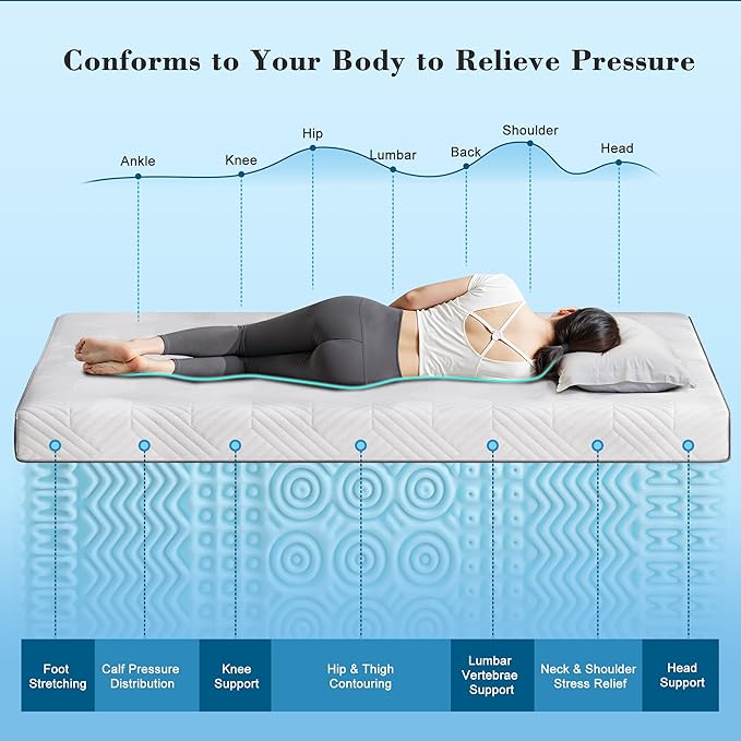 EnHomee Memory Foam Mattress Topper,3 Inch Queen Mattress Topper Pressure Relief with Cooling Gel and Removable & Washable Embossed Cover, CertiPUR-US & Oeko-TEX Certified, White, Queen