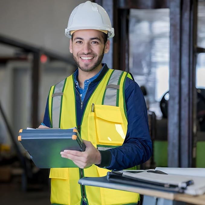 AYKRM High Visibility Safety Vest - Reflective Work Vest with 5 Reinforced Pockets