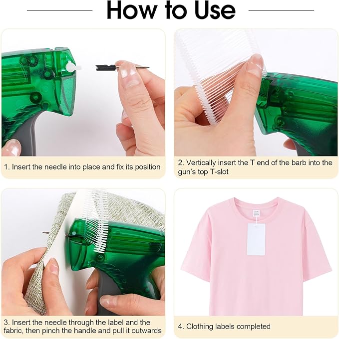 BEVTEE Tagging Gun for Clothing, Green Tag Gun Kit with 5 Needles, 1120 Barbs Fasteners & 1 Hard EVA Case, Durable and Easy to Use Tagging Tool for Clothes, Fabric, Retail Price Tags and DIY