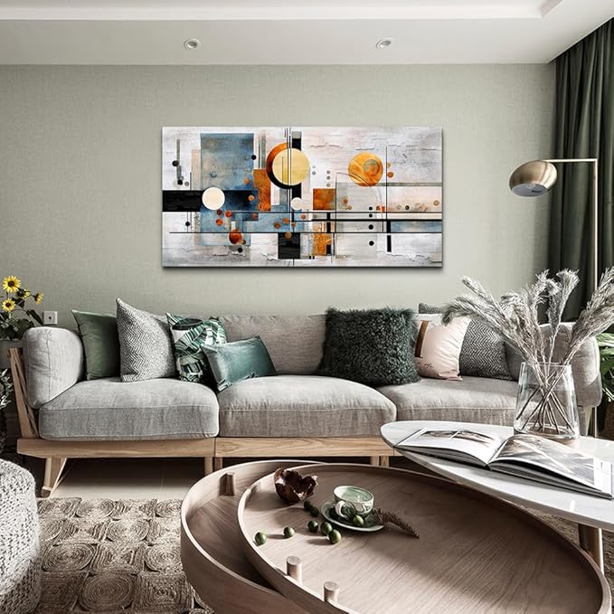 MHARTK66 Boho Wall Art For Living Room Wall Decorations For Office Bedroom Home Wall Decor Color Block Line Pictures Canvas Prints Abstract Pictures Artwork Hotel Room Decor Ready To Hang