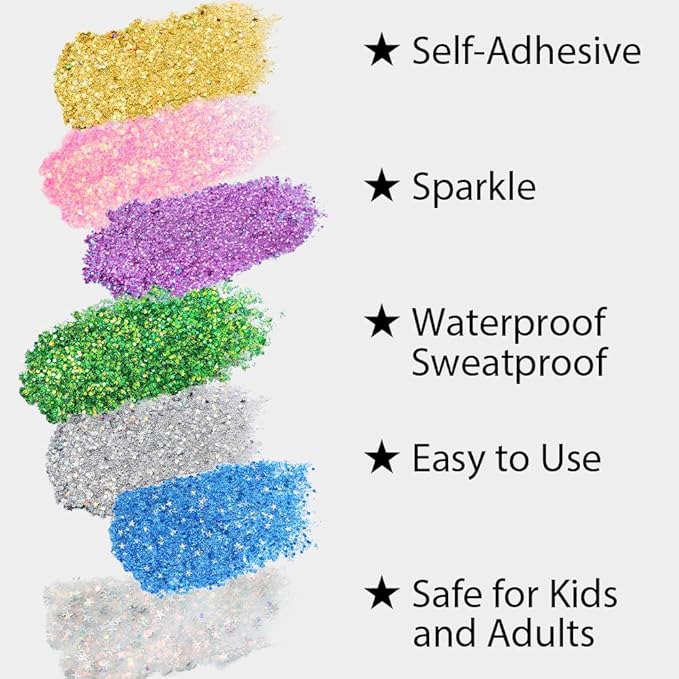 Mysense Silver Body Glitter Stick,Face Hair Glitter Gel for Kids Women,Festival Rave Pride Accessories,Holographic Mermaid Sequin Sparkling Chunky Glitter Makeup,0.56oz