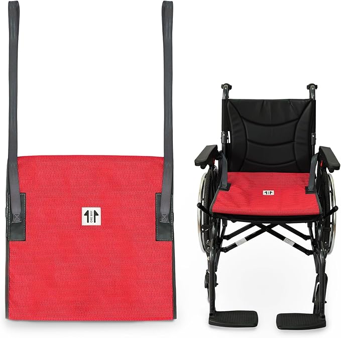 One Direction Tubular Seat Cushion with Handles for Fall Prevention,Non Slip Seat Cushion for Elderly/Disabled in Chair/Wheelchair,17"x17" (Red-with Handles)