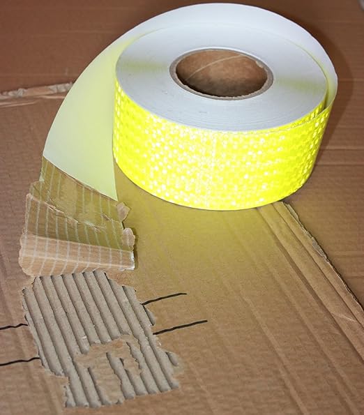Fluorescent Yellow Reflective Tape Outdoor Waterproof 3 inch, High Visibility Hazard Conspicuity Safety Industrial Marking Tape (166 feet)