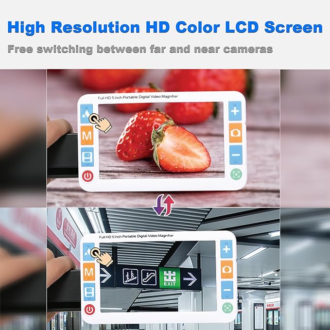 Portable Digital Video Magnifier Electronic Reading Aid 5.0 Inch with Foldable Handle for The Visually Impaired Macular Degeneration Low Vision, 2X-32X Times Zoom 26 Color Modes