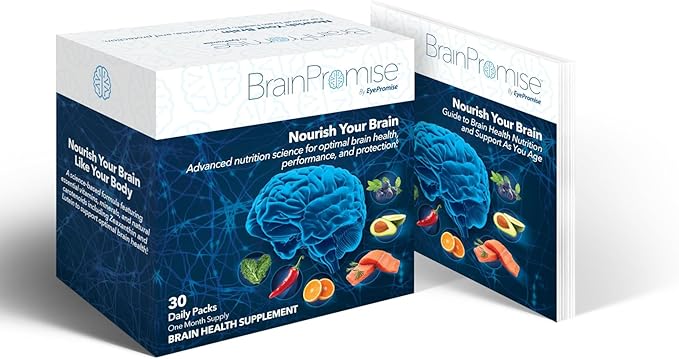 BrainPromise Eye & Brain Supplement by EyePromise - 30 Softgel Packets, 30-Day Supply - Eye Supplement with Brain Support for Memory & Focus, Made with Lutein and Zeaxanthin, Vitamin A, B, C, D & Zinc
