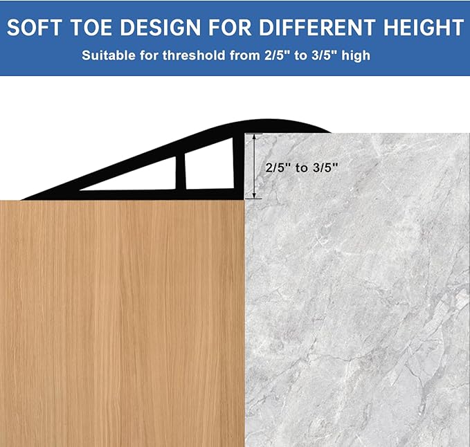 Vinyl Door Threshold Flooring Transition Strip Self Adhesive Carpet Edging Strip for Laminate Doorway Edge Threshold from 2/5" to 3/5" (Black, 10 Ft)