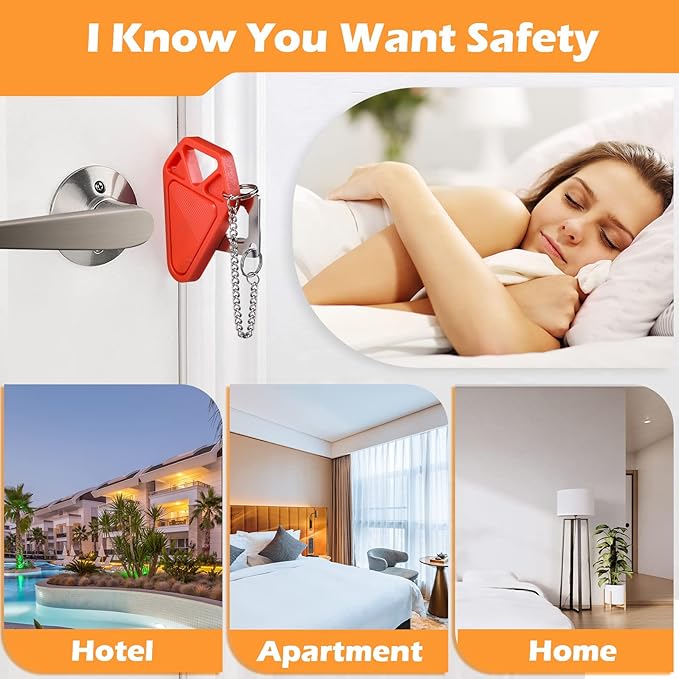 Travel Door Lock for Hotel Rooms Apartment Locks Home Security Defender Door Lock Latch Extra Door Locker from Inside Portable Lock for Door Security Travel Gifts Must Haves Essentials (4 Pack, Red)