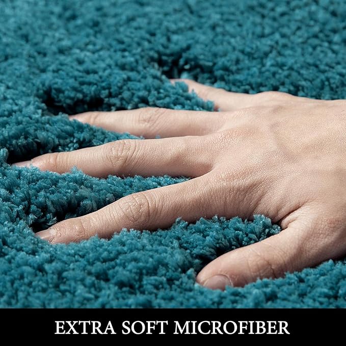 MIULEE Teal Bathroom Rugs Non Slip Bath Mat 24'' x 40'' Shaggy Soft Bath Rug Plush Microfiber Absorbent Water for Shower Tub Machine Washable (Teal, 24x40 Inches)