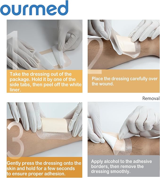 Silicone Foam Dressings(6"x 6" - 10 Packs) with Tender Adhesive Border, Sterile Advanced Absorbent Bandage, Wound Care for Bed Sores, Pressure Ulcers, Foot Diabetic Ulcer