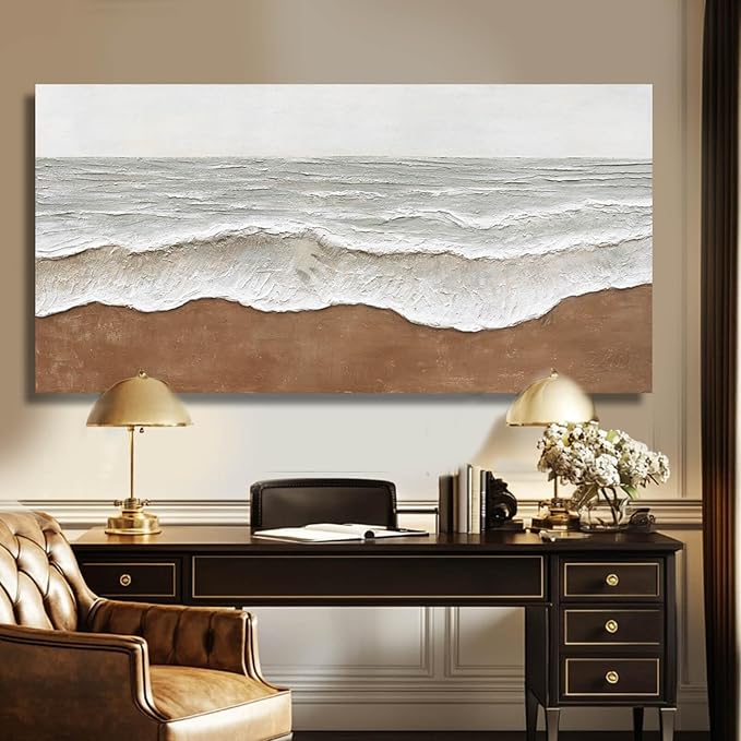 Artexist Seascape Wall Painting Landscape Home Wall Art Grey 24"x48" Wall Decor for Bedroom, Office