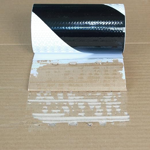 Black White Reflective Tape 6 inch X 10 feet, Outdoor Waterproof Hazard Conspicuity Warning Industrial Marking Tape