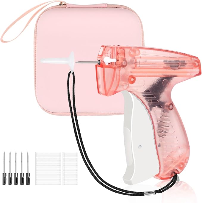 BEVTEE Tagging Gun for Clothing, Pink Tag Gun Kit with 5 Needles, 1120 Barbs Fasteners & 1 Hard EVA Case, Durable and Easy to Use Tagging Tool for Clothes, Fabric, Retail Price Tags and DIY