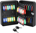 Ripeng 48-Keys Key Lock Box Wall Mount Steel Key Cabinet Lock Box Security Holder with Tags and Hooks Organizer Wall Safe Storage for Car Office Hotel House Rental Business, Black