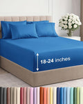 Extra Deep King Sheet Set - 6 Piece Breathable & Cooling Sheets - Hotel Luxury Bed Sheets Set - Easy & Secure Fit - Soft, Wrinkle Free & Comfy Sheets Set - Royal Blue Sheet Set with Extra Deep Pockets